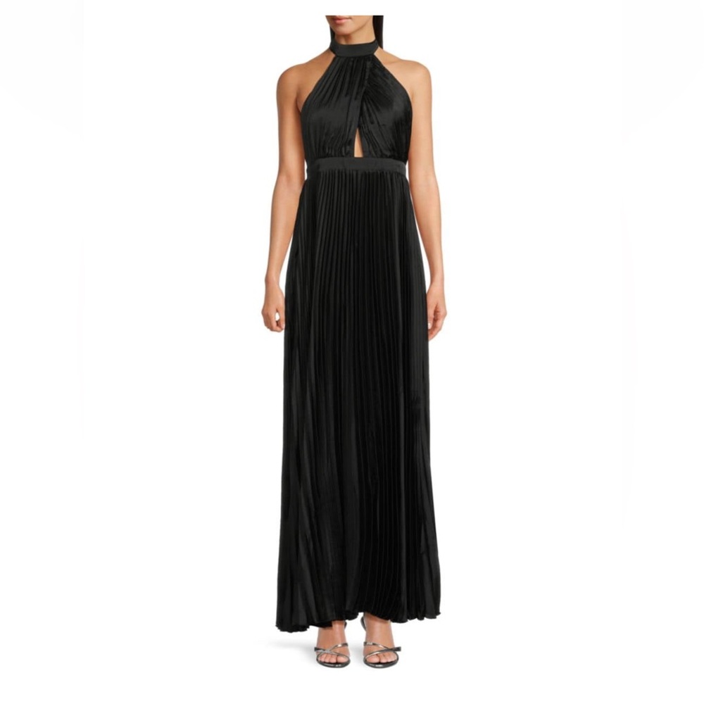 Lulu's Black Halter Pleated Maxi Gown